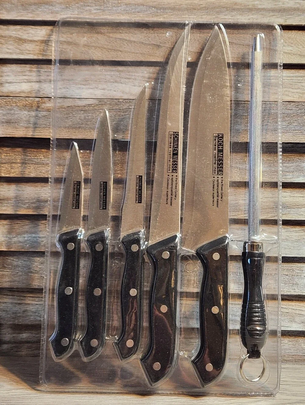 Set 6 pc Chef Kitchen Knifes German Schinken Messer Kuchen Stainless Steel